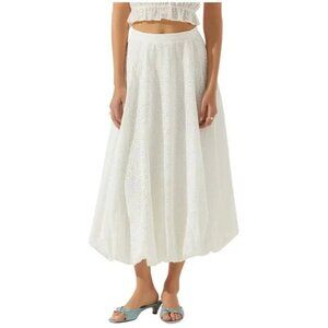 138$ ASTR the Label Allover Eyelet Bubble Hem Kissel Maxi Skirts Size M White